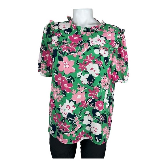 J. Crew Tops - J. CREW Green Floral Women’s blouse size M